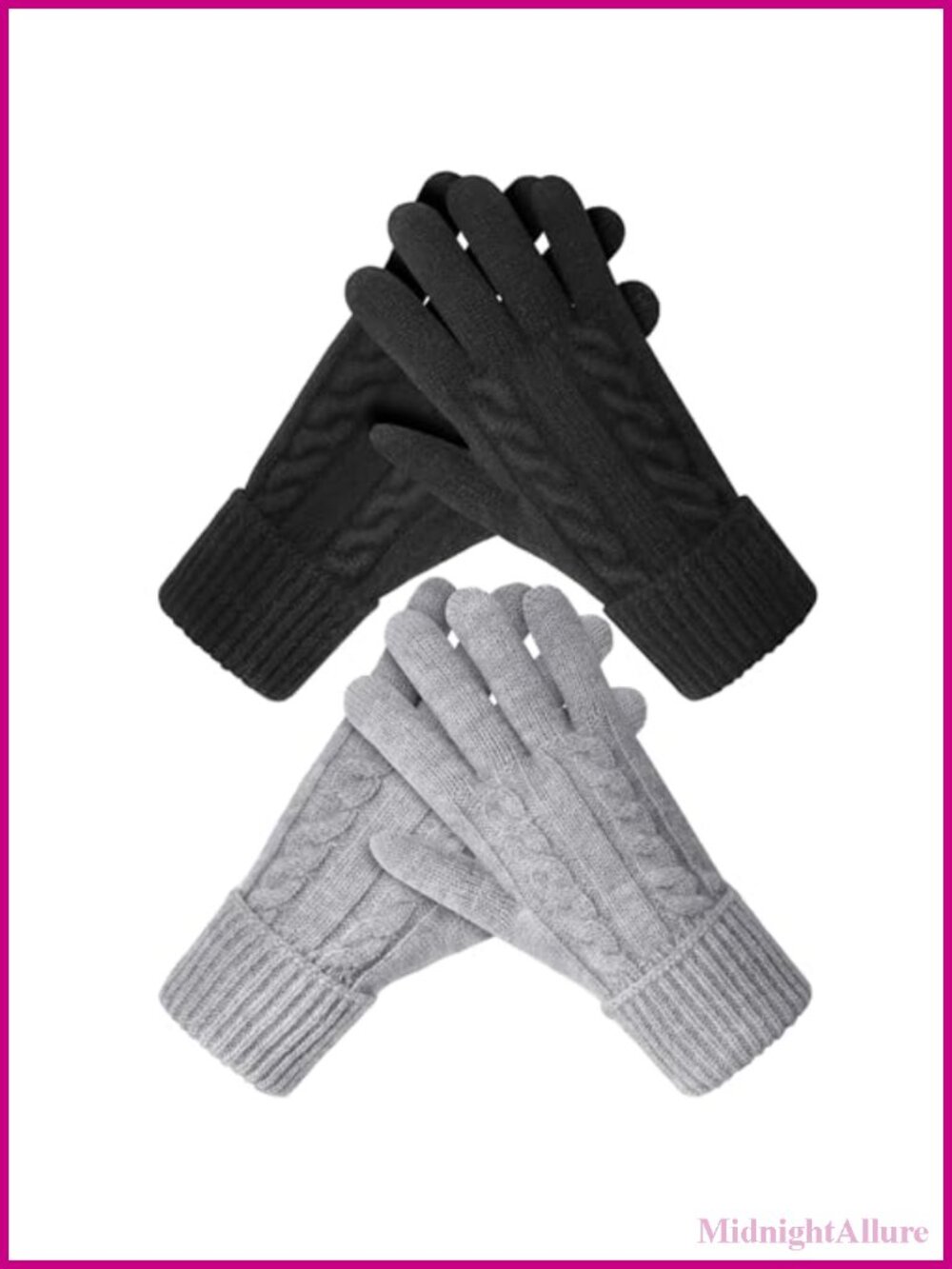 Winter Gloves for Women Fleece Lined Touchscreen Knit 2 Pairs